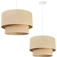 Light11 HOME Light-Home Juta Lampe à suspendre - métal avec abat-jour en tissu - E27 - Torte 1-flamme 40 cm - base blanche et jute