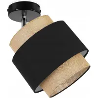 Light11 HOME Boho Plafonniers Lampes Plafonniers - Plafonnier Industriel - Suspension en métal et tissu - 1-flamme - Noir et jute