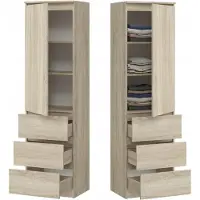 BDW , Armoire avec 3 tiroirs, 50×180,5×40 cm, Chêne Sonoma