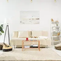 Northix Table basse en noyer avec plateau en verre et 2 étagères