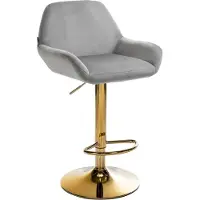 BellaFurn Tabouret de bar velours - Tabouret - Grand confort d'assise, réglable & pivotant | Couleur : Gris