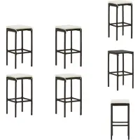 vidaXL Tabouret de bar avec coussin 4 pcs. brown poly rattan - Tabouret de bar