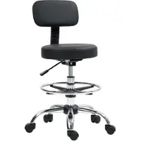 Fortuna Chaise de bureau Lai, chaise de dessin ergonomique, chaise d'ordinateur réglable en hauteur avec repose-pieds, chaise de bureau, chaise pivotante pour salon, bureau, similicuir, noir
