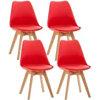 BellaFurn set de 4 chaises de salle à manger - chaises de cuisine - confortables et faciles à nettoyer | Couleur : rouge | Matière : Plastique