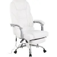 BellaFurn Fauteuil de massage ergonomique - chaise de bureau de luxe - avec fonction massage et repose-pieds réglable | Couleur : blanc
