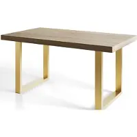 Alpi Möbel Table de salle à manger industrielle LOFT-U, dimensions : 140 x 80 x 77 cm, table de salon couleur : Sonoma, avec pieds en métal de couleur or