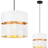 Light11 HOME Asti Duo Lampe À Suspendre Noir 1 Plat Or Blanc Abat-Jour Ts 20Cm