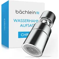Bächlein Bec déverseur chromé droit avec deux types de jet - aérateur pivotant pour robinetterie de cuisine
