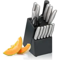 Alpina Bloc à couteaux, 12 couteaux de haute qualité, acier inoxydable, avec couteau de cuisine, couteau à pain et santoku, couteau à éplucher, 6 x couteaux à steak, ciseaux, aiguiseur