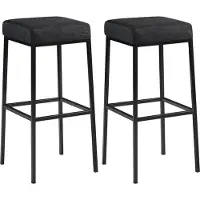 BellaFurn set de 2 tabourets de bar - Tabourets - Designs de tissus durables et faciles à entretenir | Couleur : gris foncé, couleur de base : noir