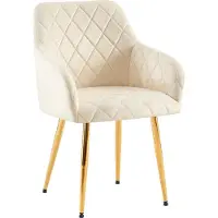 BellaFurn Confortable chaise de salle à manger Velvet - Chaise élégante, confort durable - Structure stable | Couleur : crème | Matériau boîtier : or métallique