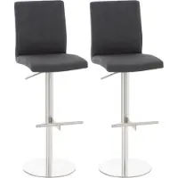 BellaFurn set de 2 tabourets de bar -Tabouret élégant, hauteur -à -confort - rembourrage en tissu | Couleur de base : acier inoxydable | Couleur : gris foncé