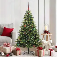 vidaXL 2025 cloris Arbre de Noël artificiel flammé 150 LEDs Vert 150 cm - Arbres de Noël artificiels Sale4585706 2parcel