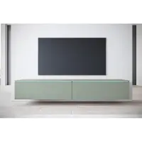 MINIO go for it , meuble TV, meuble bas « DONNA » 180 cm, à poser ou à suspendre, sans éclairage LED, couleur vert brumeux