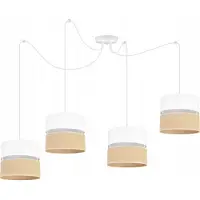 Light11 HOME Light-Home Juta Spider Lampe à suspendre - métal avec abat-jour en tissu - E27 - Spider 4-flamme 20 cm - base blanche et jute et blanc