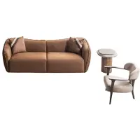 AEA Braun-Beige Couchgarnitur Stilvoller 3-Sitzer Eleganter Sessel 2tlg