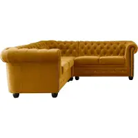 Lisa Design William - canapé Chesterfield d'angle réversible - 5 places - en velours , Jaune