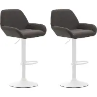 BellaFurn Set de 2 tabourets de bar réglables - Tabouret de bar - dossier confortable et repose-pieds | Couleur : gris foncé, couleur de base : blanc