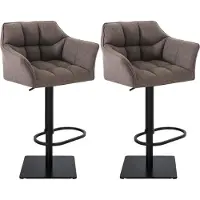 BellaFurn Set de 2 tabourets de bar réglables - tabouret haut - confort d'assise supplémentaire | Couleur de base : noir | Couleur : gris