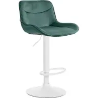 BellaFurn Chaise de bar réglable en velours - tabouret - pivotant à 360°, grand confort | Couleur : vert | Couleur de base : blanc