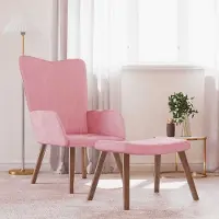 Prolenta Maison Exclusive - Fauteuil de détente avec repose-pieds en velours rose