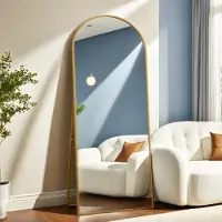 UnboxG Miroir intégral arqué, 80 x 180 cm Miroir sur pied bombé pleine longueur, fixé au mur, adossé, miroir au sol corps entier comme miroir de vanité pour dressing pour salon, noir