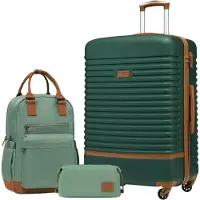Sonstiges COOLIFE Valise Trolley Set 3pcs ABS Coque Dur Vert Foncé/Brun