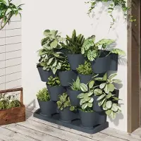 Prolenta Maison Exclusive - Lot de 12 jardinières verticales en polypropylène anthracite