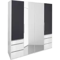 Wimex Armoire de chambre à coucher, modèle Level, disponible en blanc miroir ou verre gris