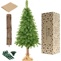 Springos Arbre de Noël artificiel pin tronc naturel sac en jute 220 cm