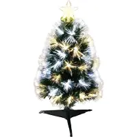 Christmas Decoration Sapin de Noël décoratif avec éclairage à fibres optiques blanc chaud et blanc froid 60 cm