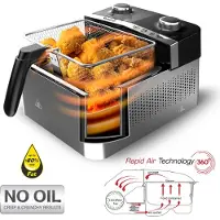 TurboTronic friteuse à air 3,2 l – AF1 – airfryer sans huile, 1200 W, 90–210 °C, minuterie 30 min, panier amovible antiadhésif, compacte, cuisson pauvre en graisse