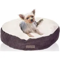 DOTTY Lit douillet en peluche Lit pour chien Lit pour chat - doux coussin rond en peluche pour chiens et chats de petite et moyenne taille Couchage taille M 60 cm