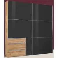 Wimex Armoire à portes coulissantes, 2 portes, 200 cm, chêne planches, gris verre