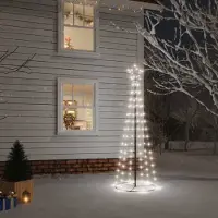vidaXL "2024" Sapin de Noël moderne LED forme conique blanc froid 108 LED 70x180 cm Design Sapins de Noël artificiels 6137117