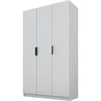 PAWS MÖBEL Armoire basculante Gris 150x52x200 cm, armoire ouverte à trois portes sans miroir, avec étagères et cintres