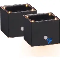 Northpoint Lot de 2 appliques murales solaires à LED avec détecteur de mouvement Up & Down, cube blanc chaud
