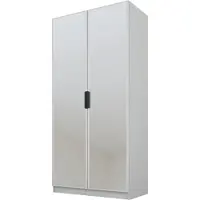 PAWS MÖBEL Armoire basculante Gris 100x52x200 cm, armoire ouverte à deux portes avec miroirs, avec étagères et cintres