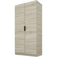 PAWS MÖBEL Armoire basculante chêne Sonoma 100x52x200 cm, armoire ouverte à deux portes sans miroir, avec étagères et cintres