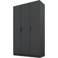 PAWS MÖBEL Armoire basculante graphite 150x52x200 cm, armoire ouverte à trois portes sans miroir, avec étagères et cintres