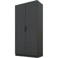 PAWS MÖBEL Armoire basculante graphite 100x52x200 cm, armoire ouverte à deux portes sans miroir, avec étagères et cintres