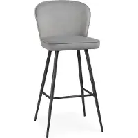 PAWS MÖBEL ALINE Tabouret, chaise de bar, assise en velours gris sur pieds noirs, chaise de salle à manger moderne, chaise de cuisine chaise de restaurant