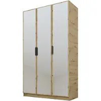 PAWS MÖBEL Armoire basculante Artisan chêne 120x52x200 cm, armoire ouverte à trois portes avec miroirs sur les façades, étagères et penderie