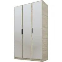 PAWS MÖBEL Armoire basculante en chêne Sonoma 120x52x200 cm, armoire ouverte à trois portes avec miroirs sur les façades, étagères et penderie