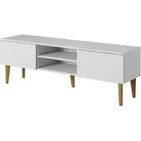 PAWS MÖBEL Armoire TV scandinave moderne BERGEN 150 2D Commode RTV Armoire TV-Lowboard BLANC