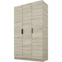 PAWS MÖBEL Armoire basculante chêne Sonoma 150x52x200 cm, armoire ouverte à trois portes sans miroir, avec étagères et cintres