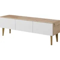 PAWS MÖBEL BERGEN Chêne scandinave Armoire RTV, table TV, commode TV, 1503D, trois portes, couleur chêne ARTISAN, 150x48x37 cm, façades blanches