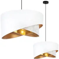 Light11 HOME ASTI Lampe à suspendre, oblique, noir, 1 abat-jour plat, blanc doré, TS