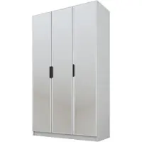 PAWS MÖBEL Armoire basculante Gris 150x52x200 cm, armoire ouverte à trois portes avec miroirs sur les façades, étagères et penderie
