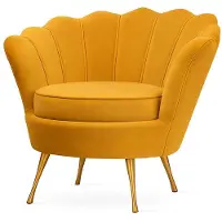 PAWS MÖBEL Fauteuil coquille | Revêtement tissu velours | Structure métal doré/ noir/ chrome | L 87 x P 72 x H 81 cm | miel